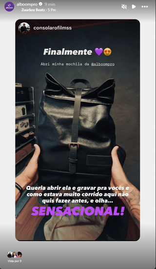 Story de cliente com a mochila Just Live 1