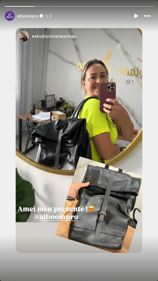 Story de cliente com a mochila Just Live 8