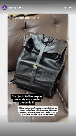 Story de cliente com a mochila Just Live 5