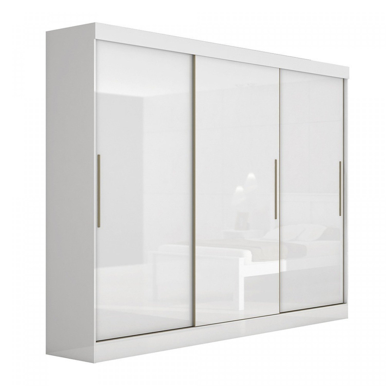 Guarda-roupa branco com 3 portas de correr