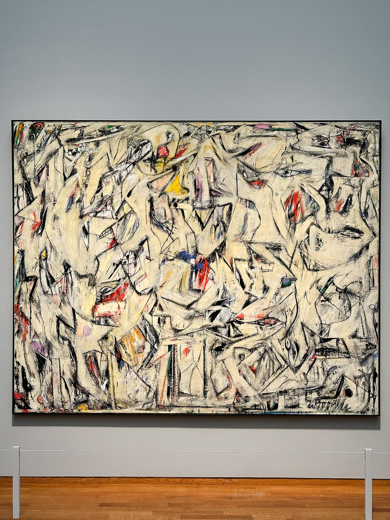 Willem de Kooning’s large abstract painting Excavation displayed at the Rijksmuseum.