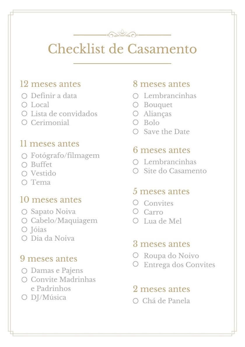 Checklist Casamento