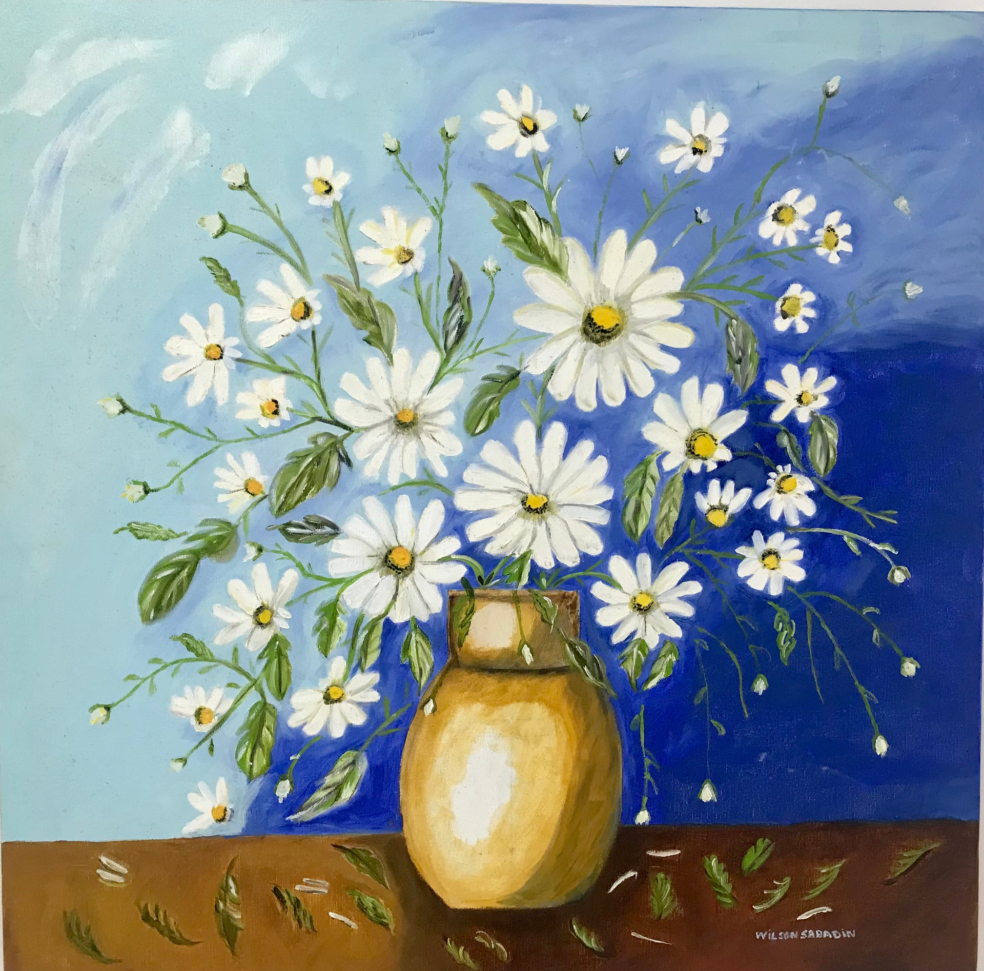 jarro com margaridas