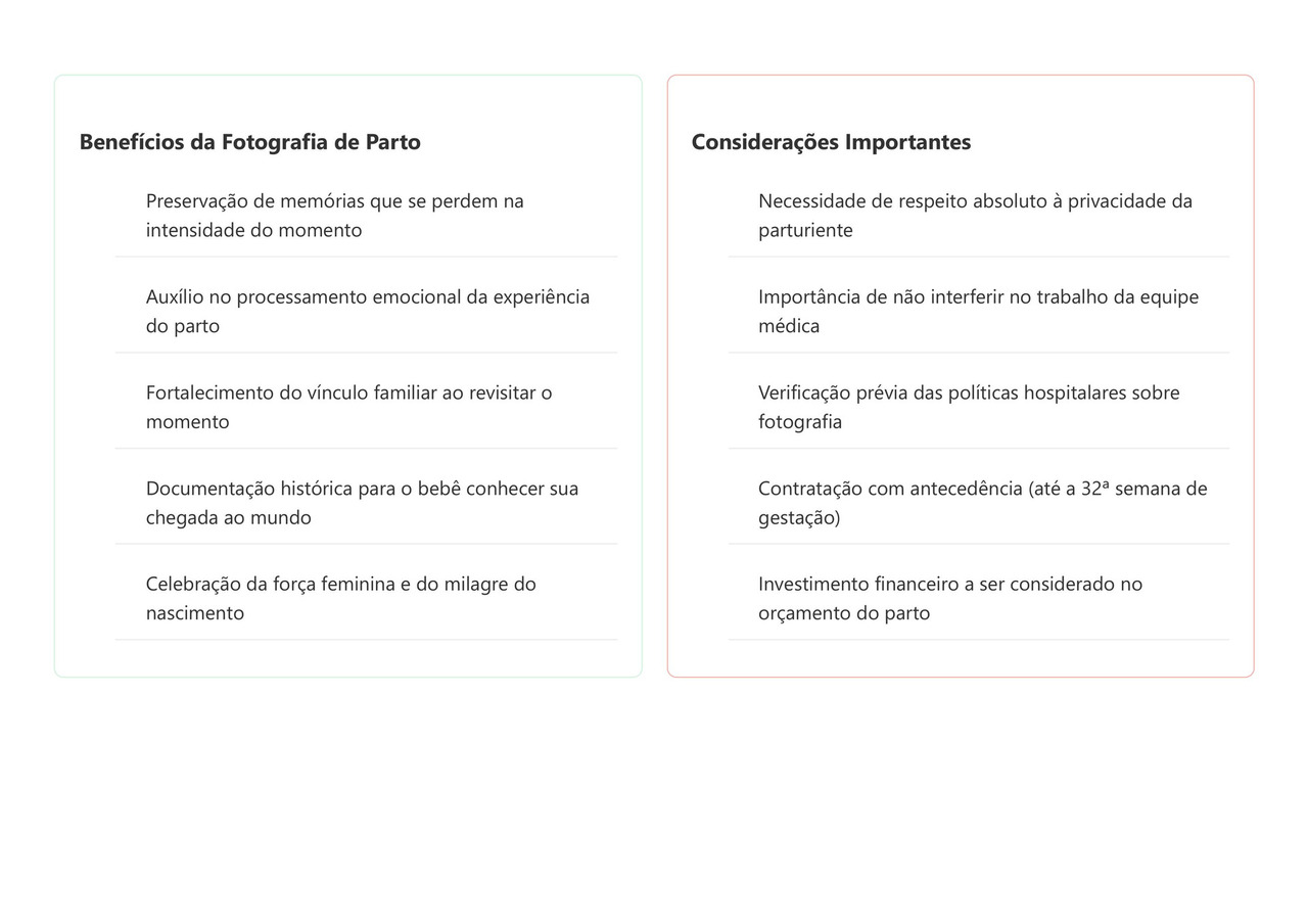 Pros e Observacoes Importantes sobre a fotografia de parto