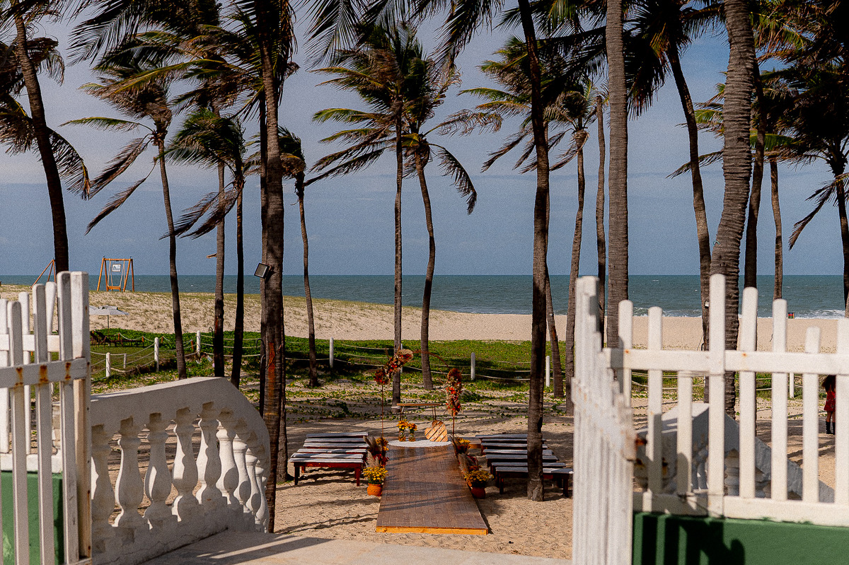 Local do casamento em frente a praia