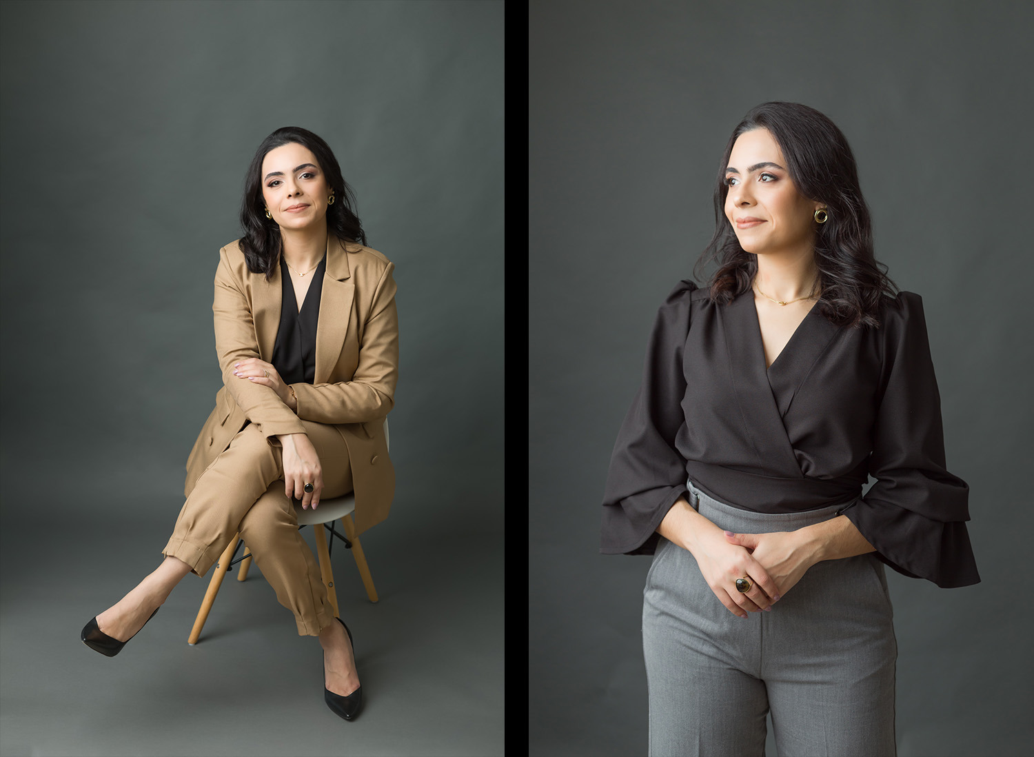 retrato de mulher segurando um pincel, roupas brancas e fundo preto, retrato empresarial de artista