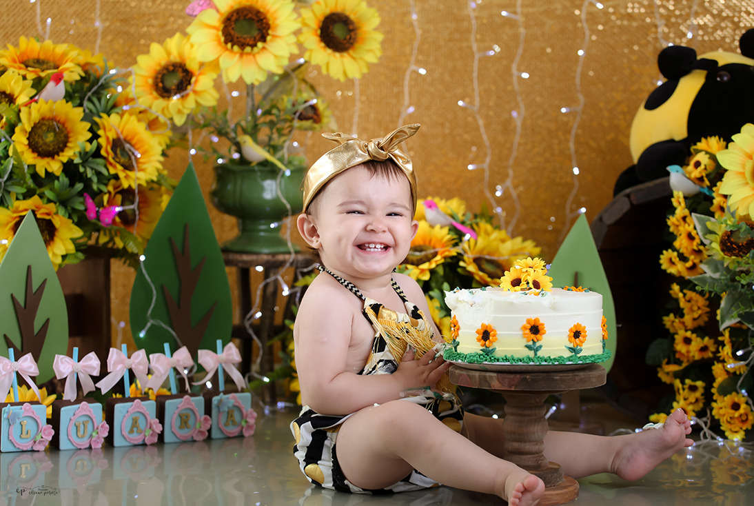 Ensaio Luara - smash the cake - Sorrindo