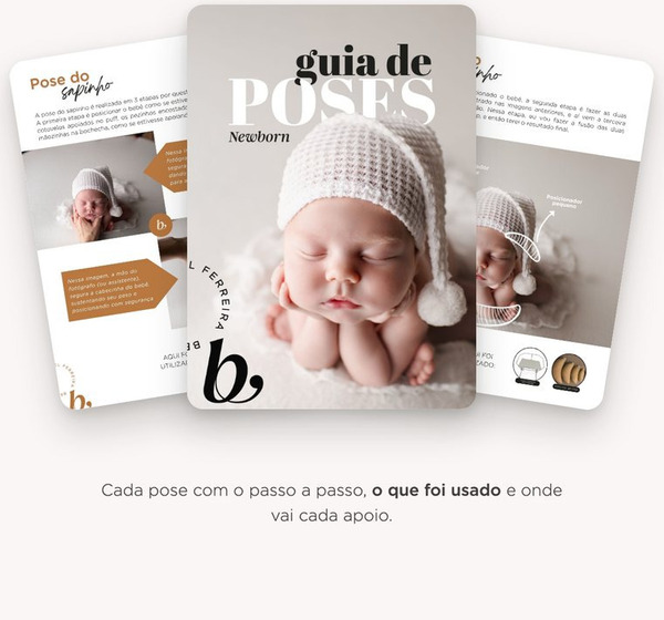 Páginas internas do Guia de Poses Newborn