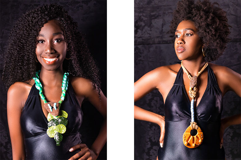 retrato mulheres negras com colar de cerâmica artesanal em presidente prudente