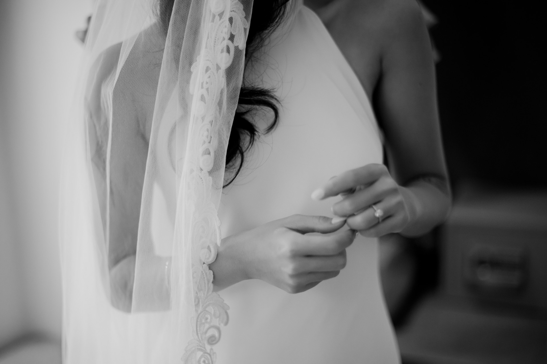 a detail of the bride