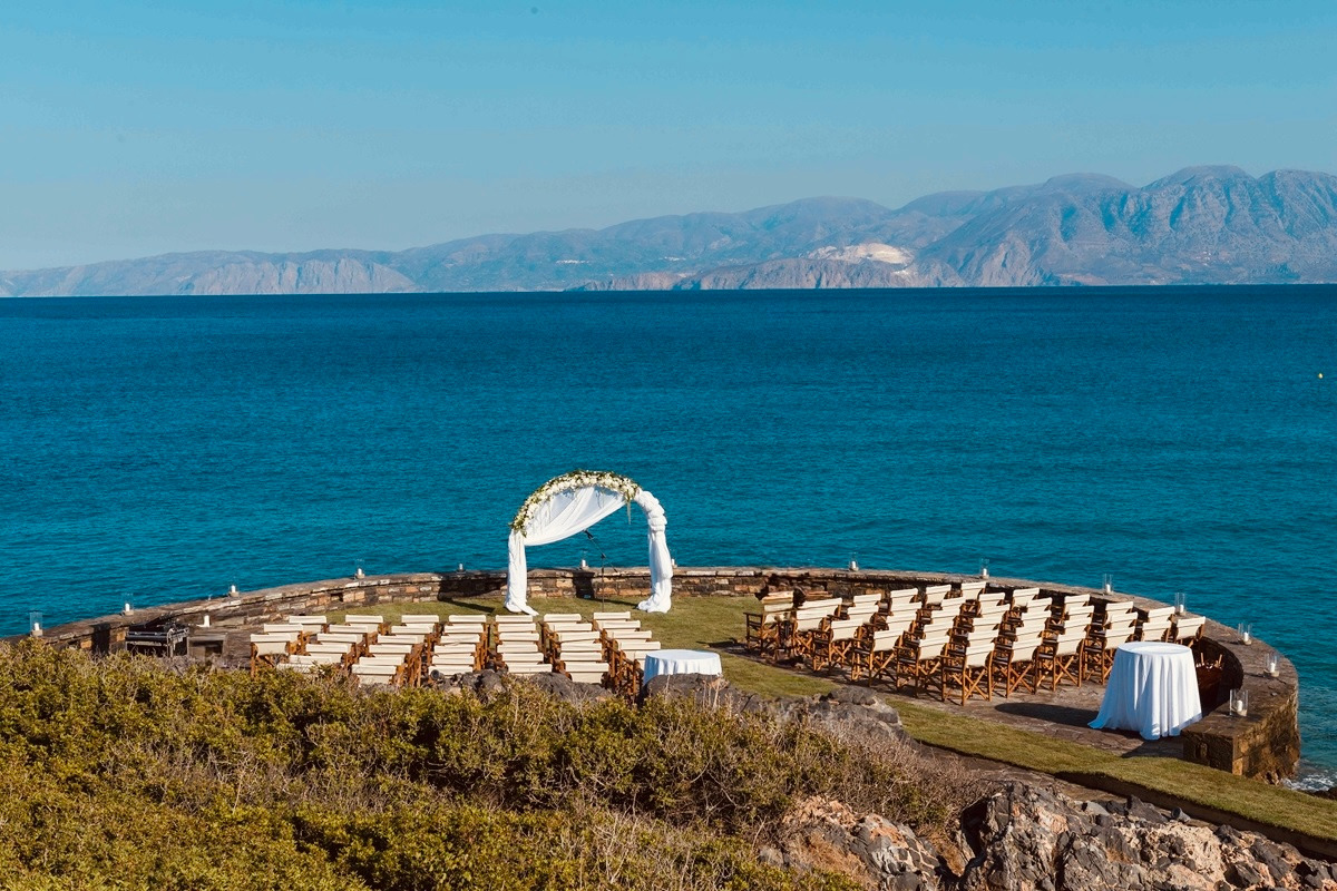 Wedding ceremony details at a destination wedding in Greece
