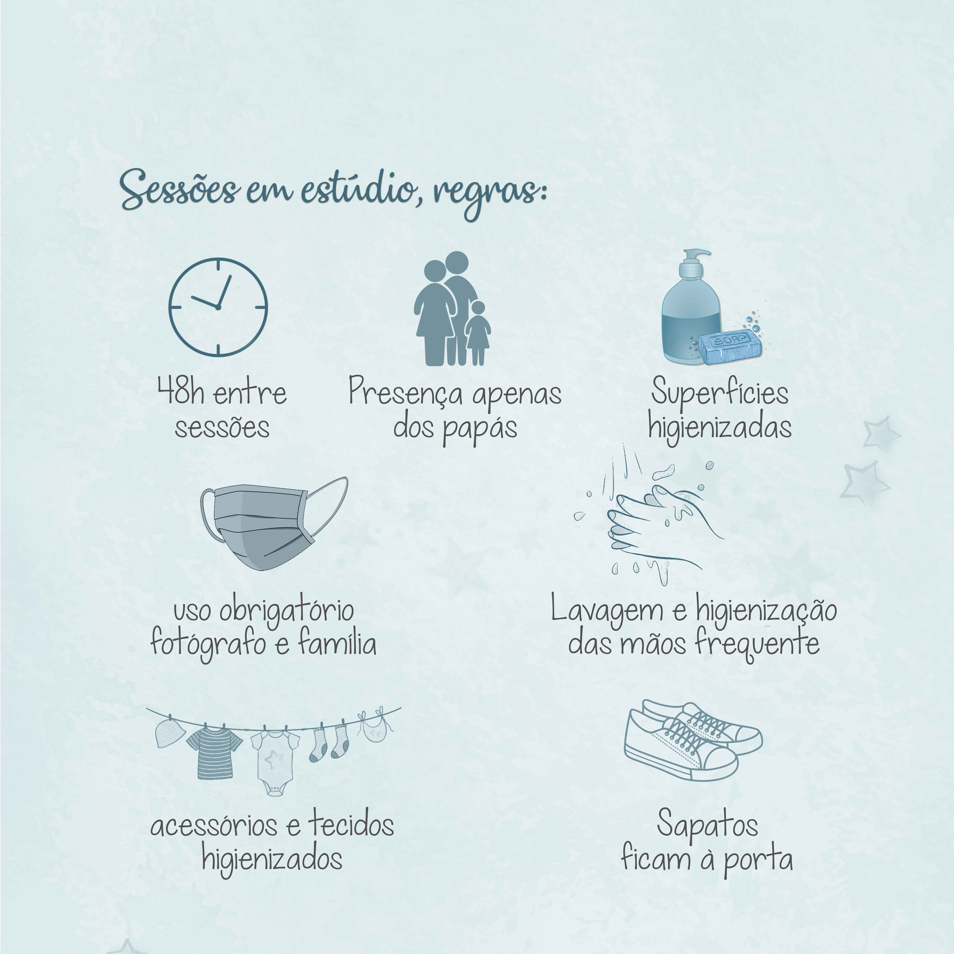 regras COVID 19 em estúdio