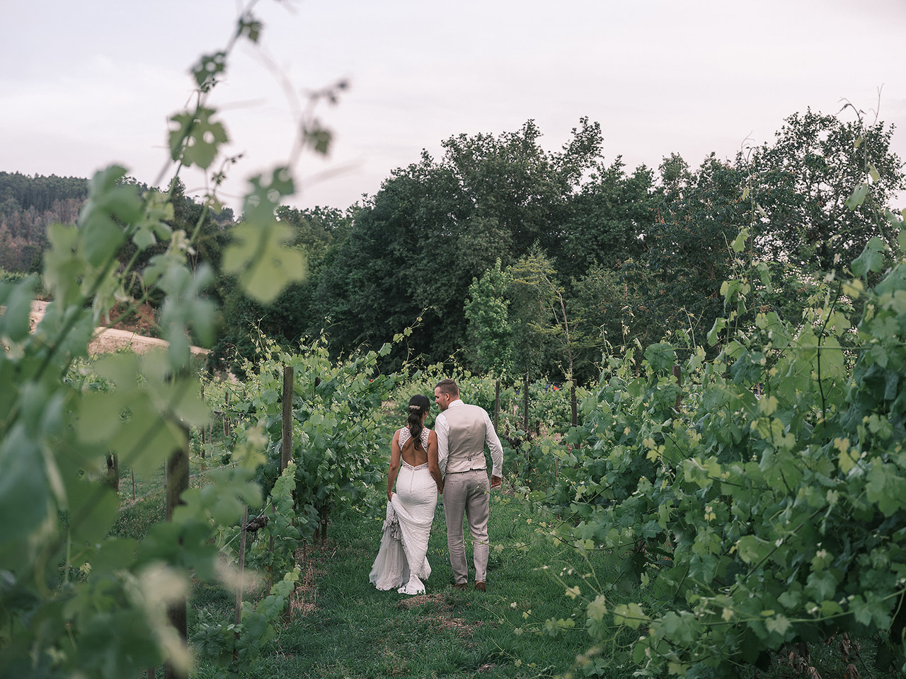 couple on wedding day at douro vineyards <meta property="og:image:alt" content="Relaxed documentary wedding photography in Portugal by Filipe Santos">