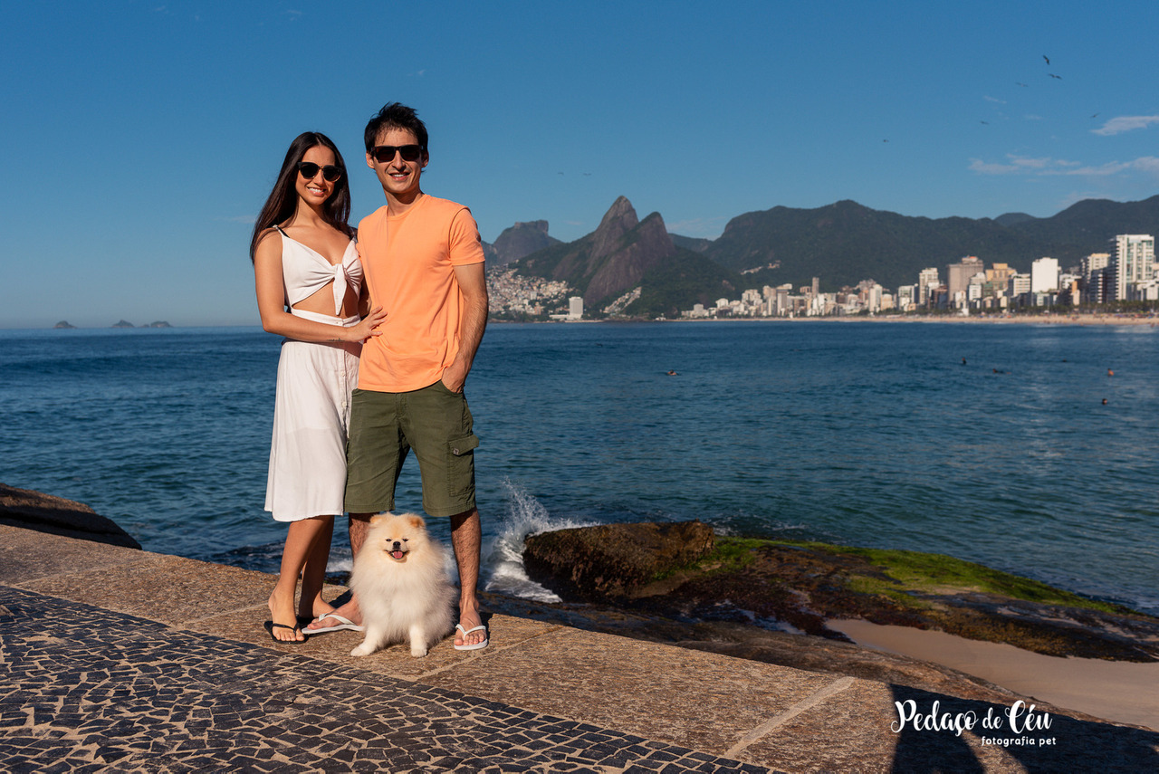 Ensaio externo spitz alemão com família - Ipanema - Rio de Janeiro