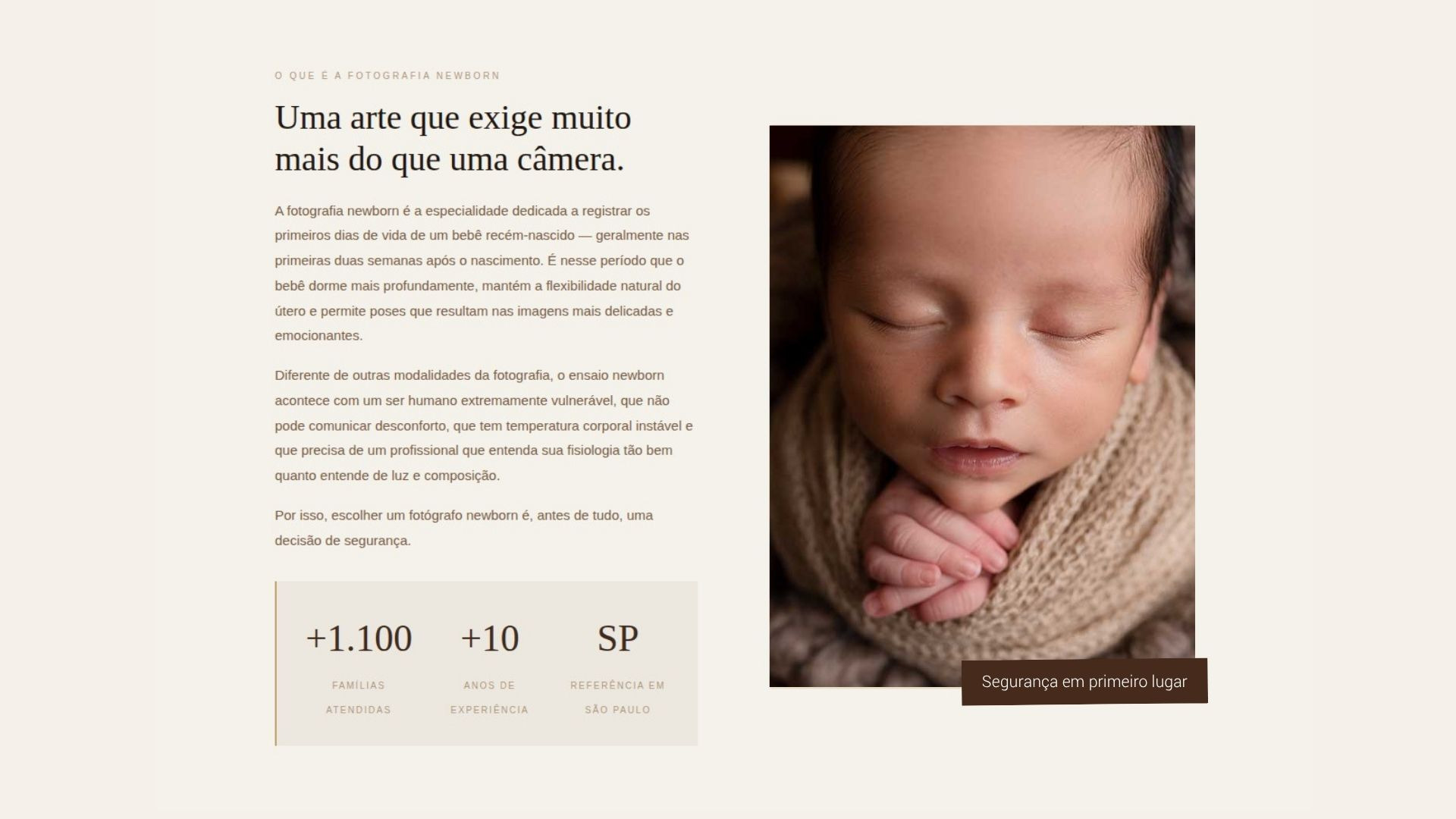 Foto newborn com segurança do recém-nascido como principio
