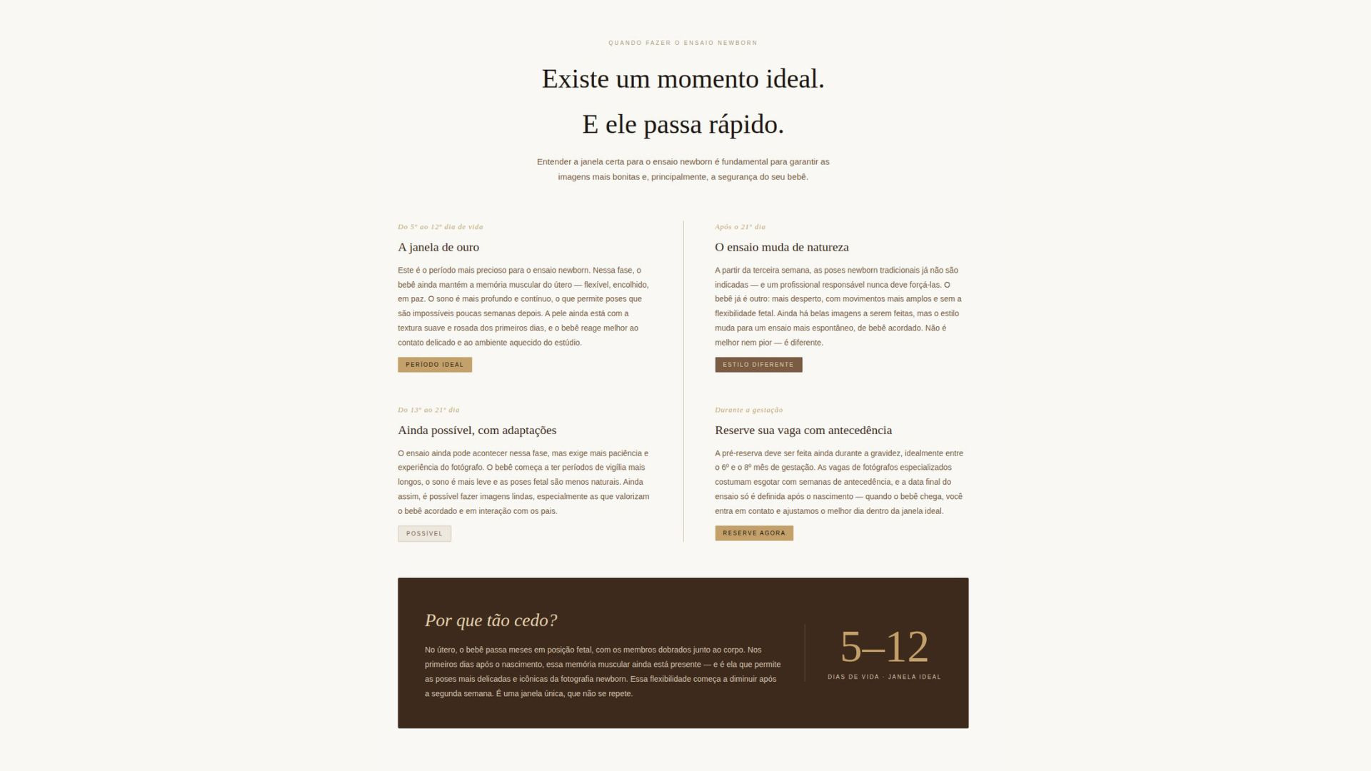 Momento ideal da fotografia newborn