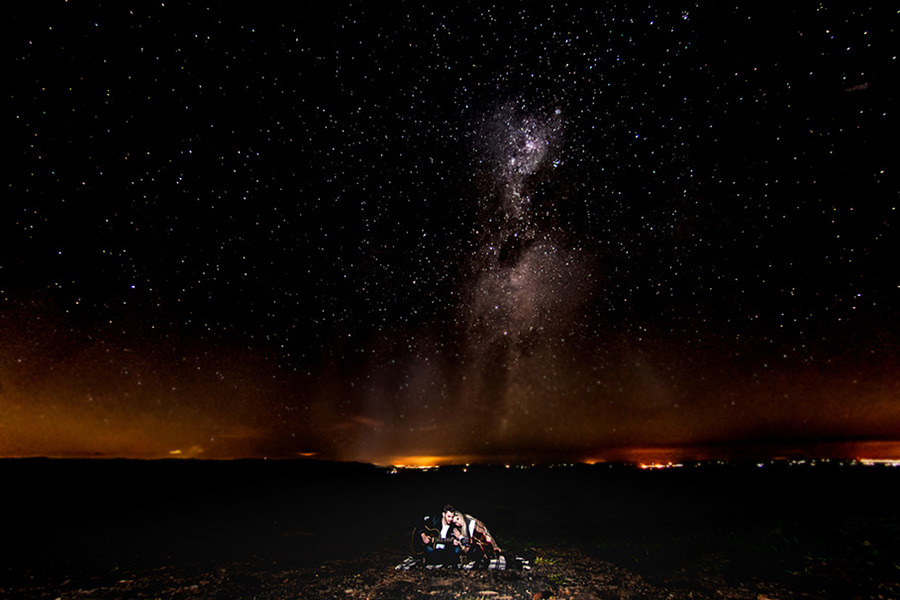 Fotografia de estrelas, pre wedding, longa exposição