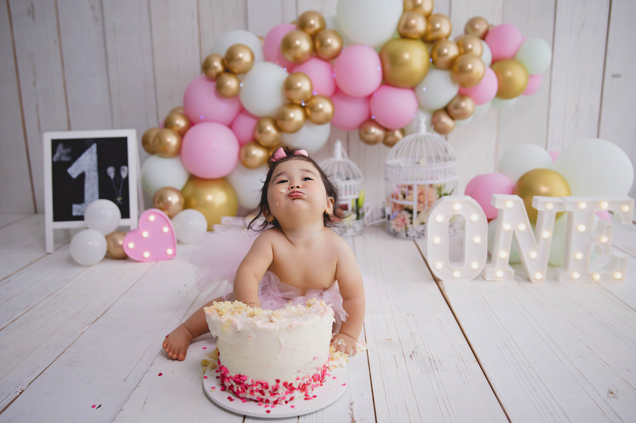Fotos de bebe com bolo de 1 ano