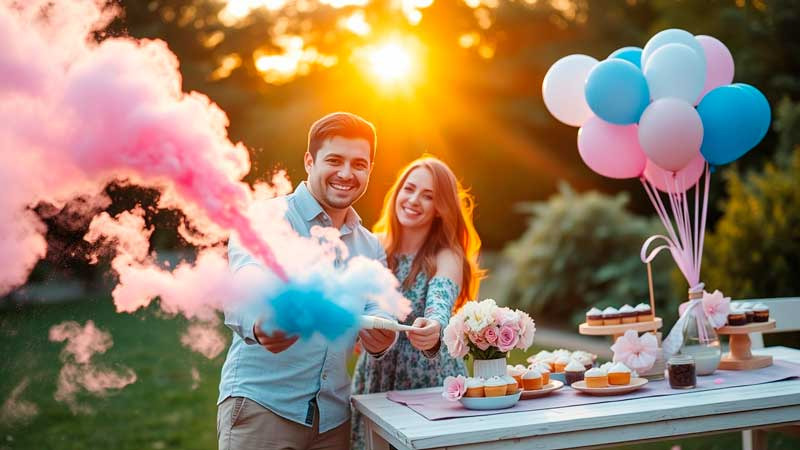 Foto de Chá Revelação simples em casa com surpresa do gênero do bebê