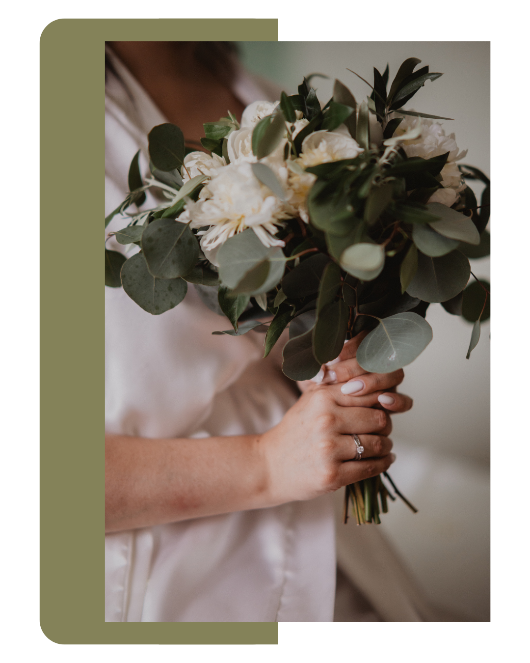 detalhes, noiva a segurar o seu ramo