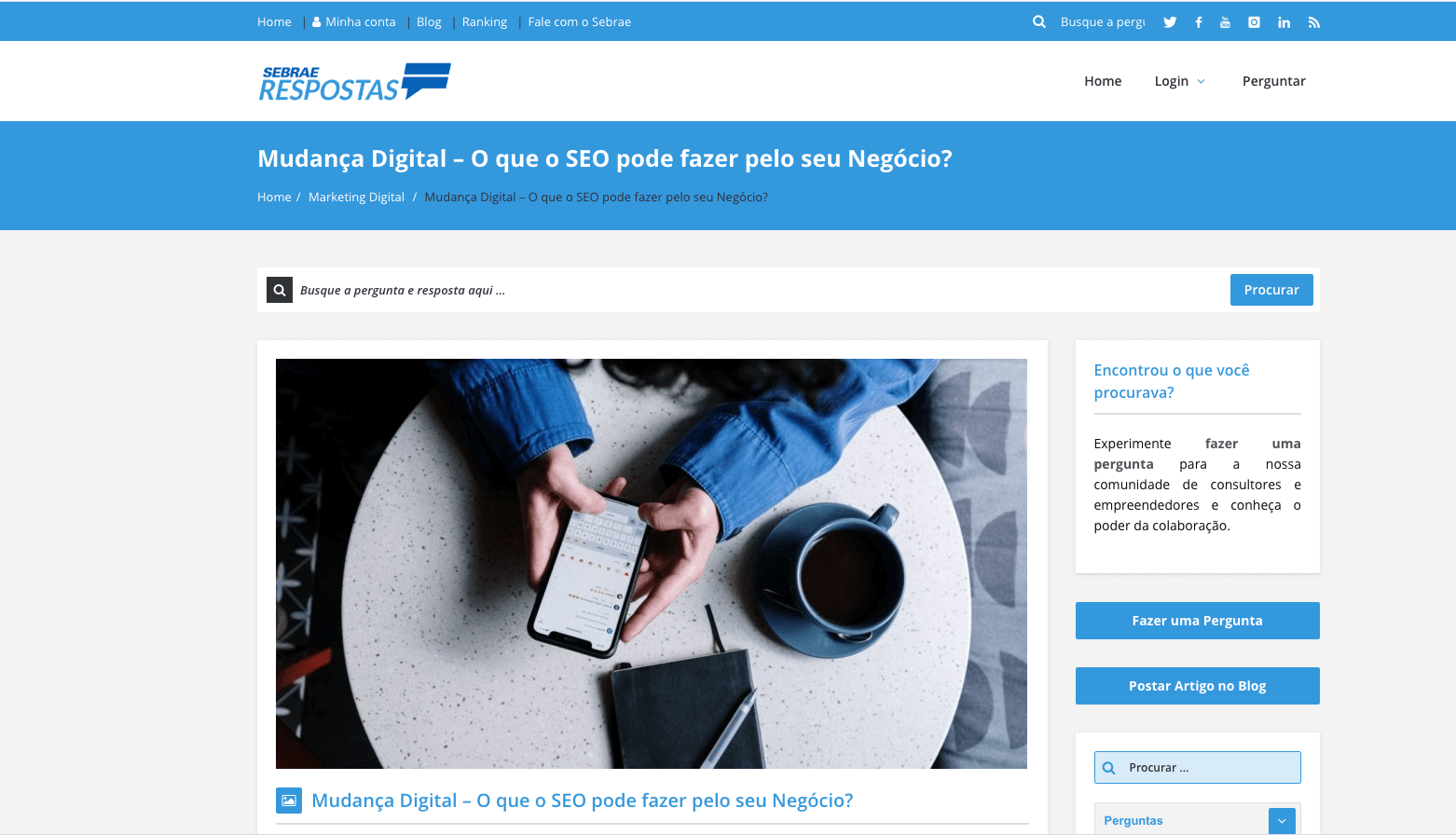 ARTIGO SOBRE SEO GOOGLE NO SITE DO SEBRAE RESPOSTAS
