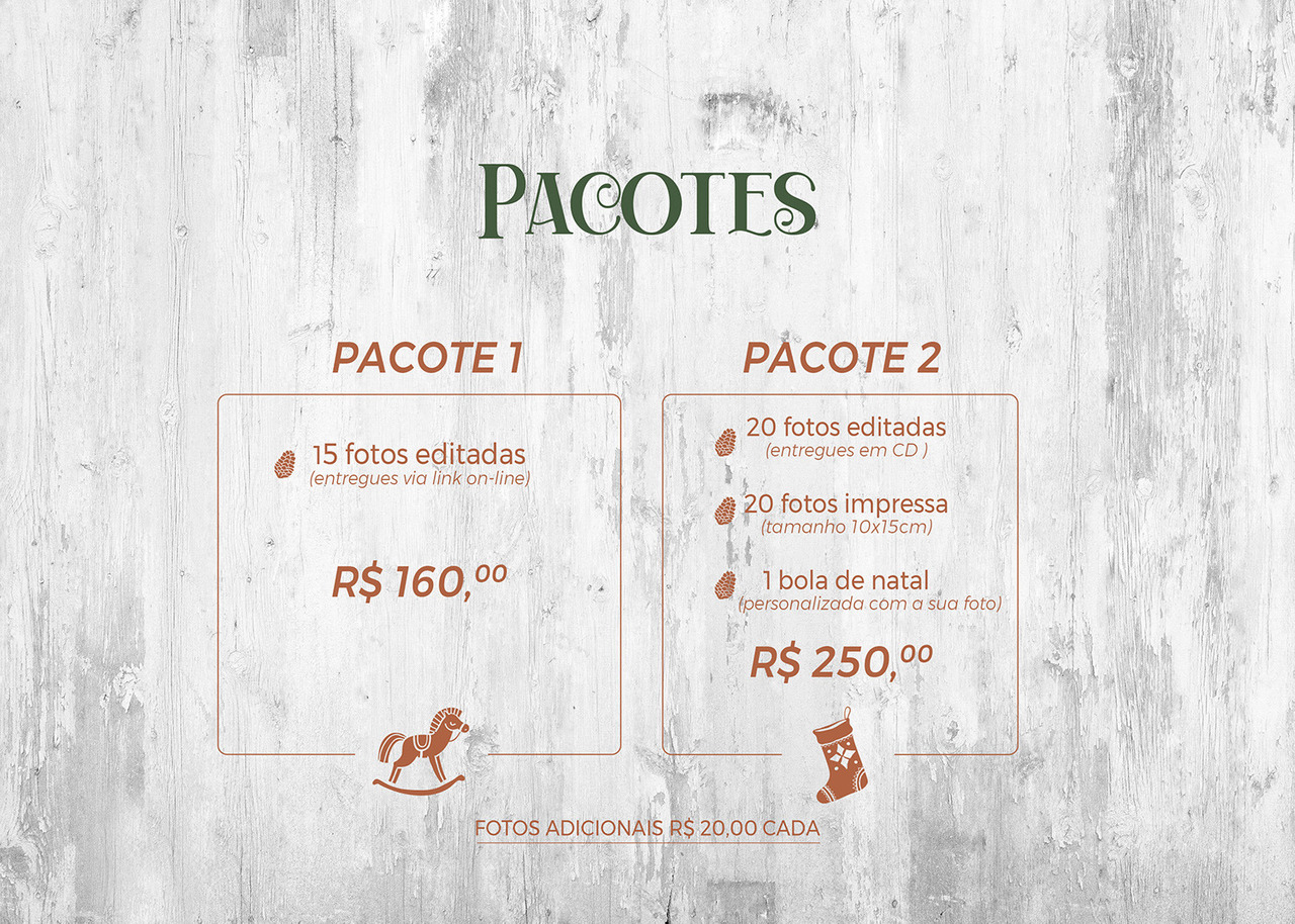 Pacotes e Valores do Ensaio de Natal