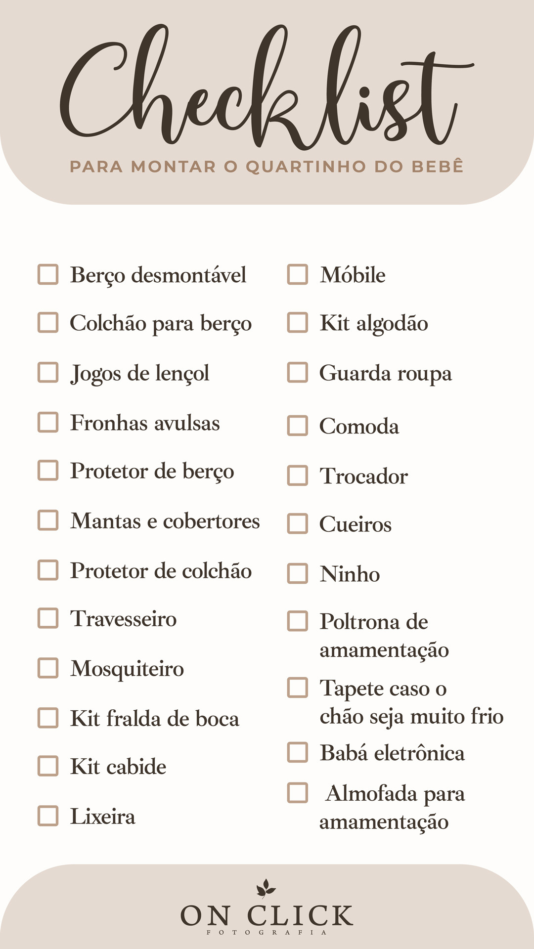 Checklist para montar o quartinho do bebê