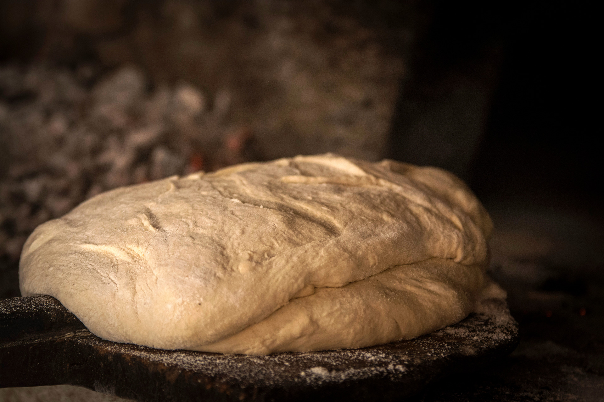 Massa de pão à boca do forno