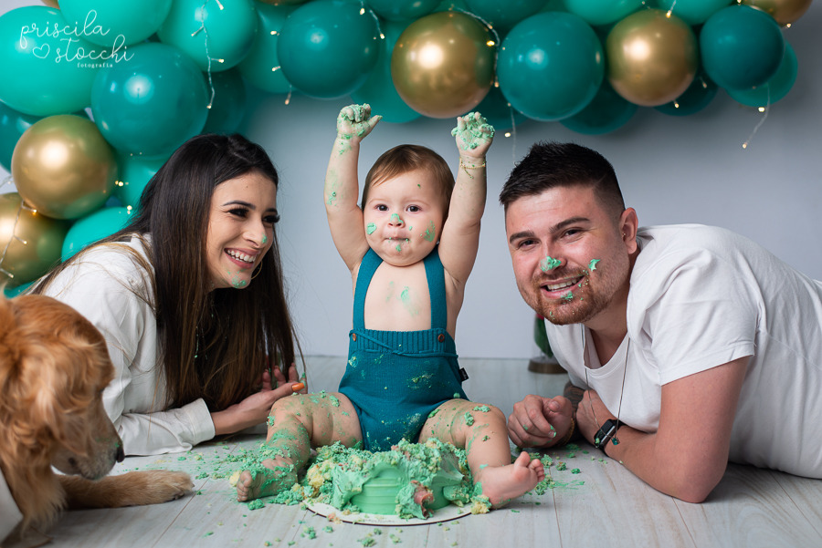 Ensaio Smash the Cake 1 ano com balões SP, Ensaio Smash the Cake com os Pais SP, Smash the Cake 1 ano SP
