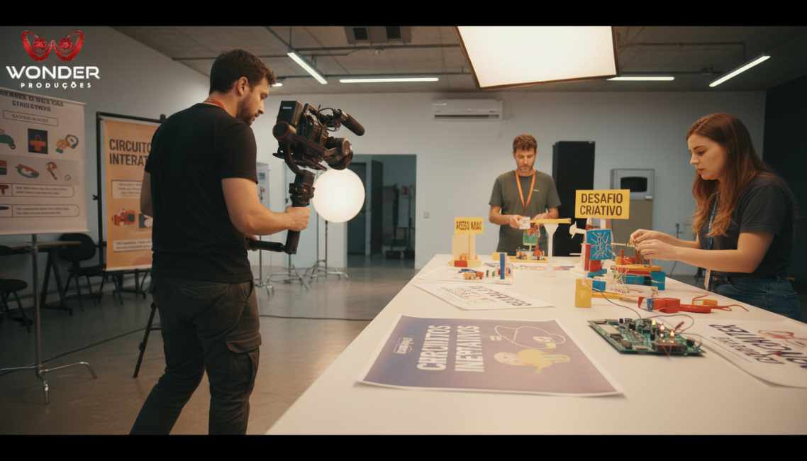 Gravação deu curso online em estúdio profissional