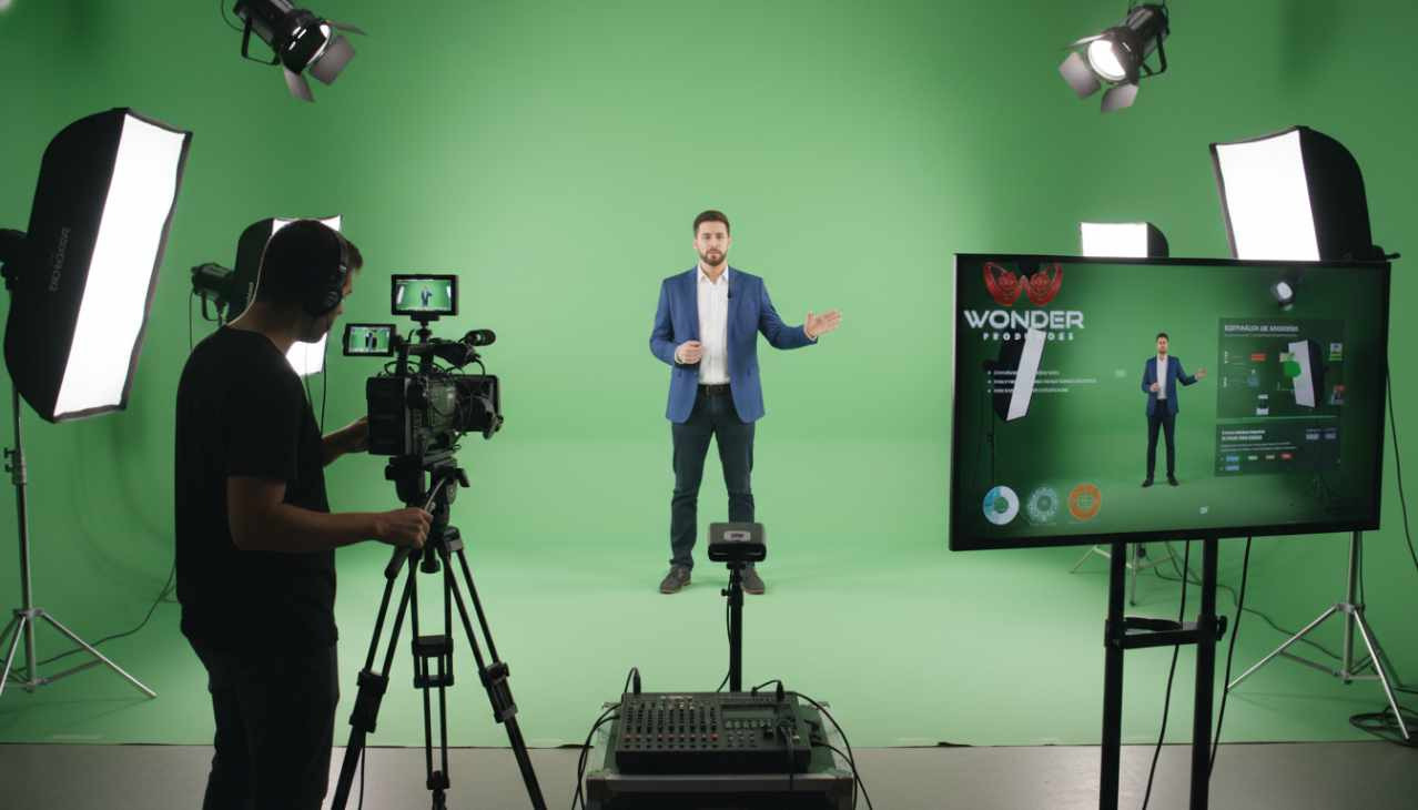 Gravação deu curso online em estúdio profissional