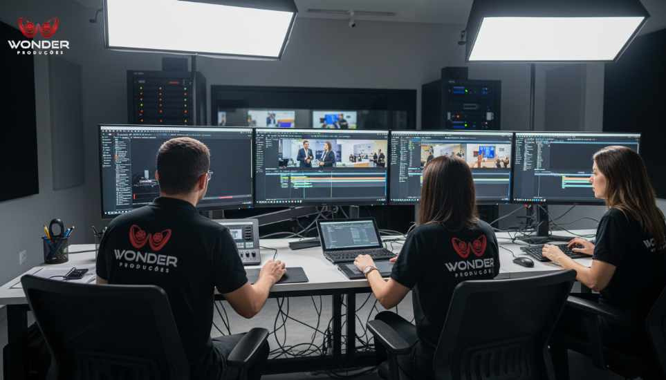 Equipe de edição de Vídeo Institucional da Wonder Produções