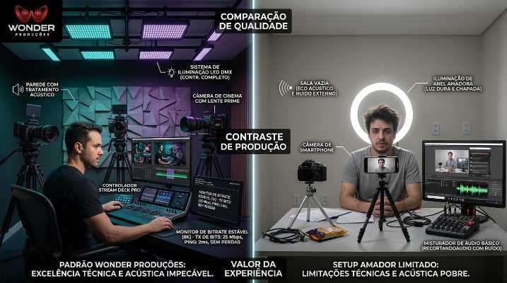Diferença da Transmissão ao Vivo Amadora X Transmissão ao Vivo Profissional