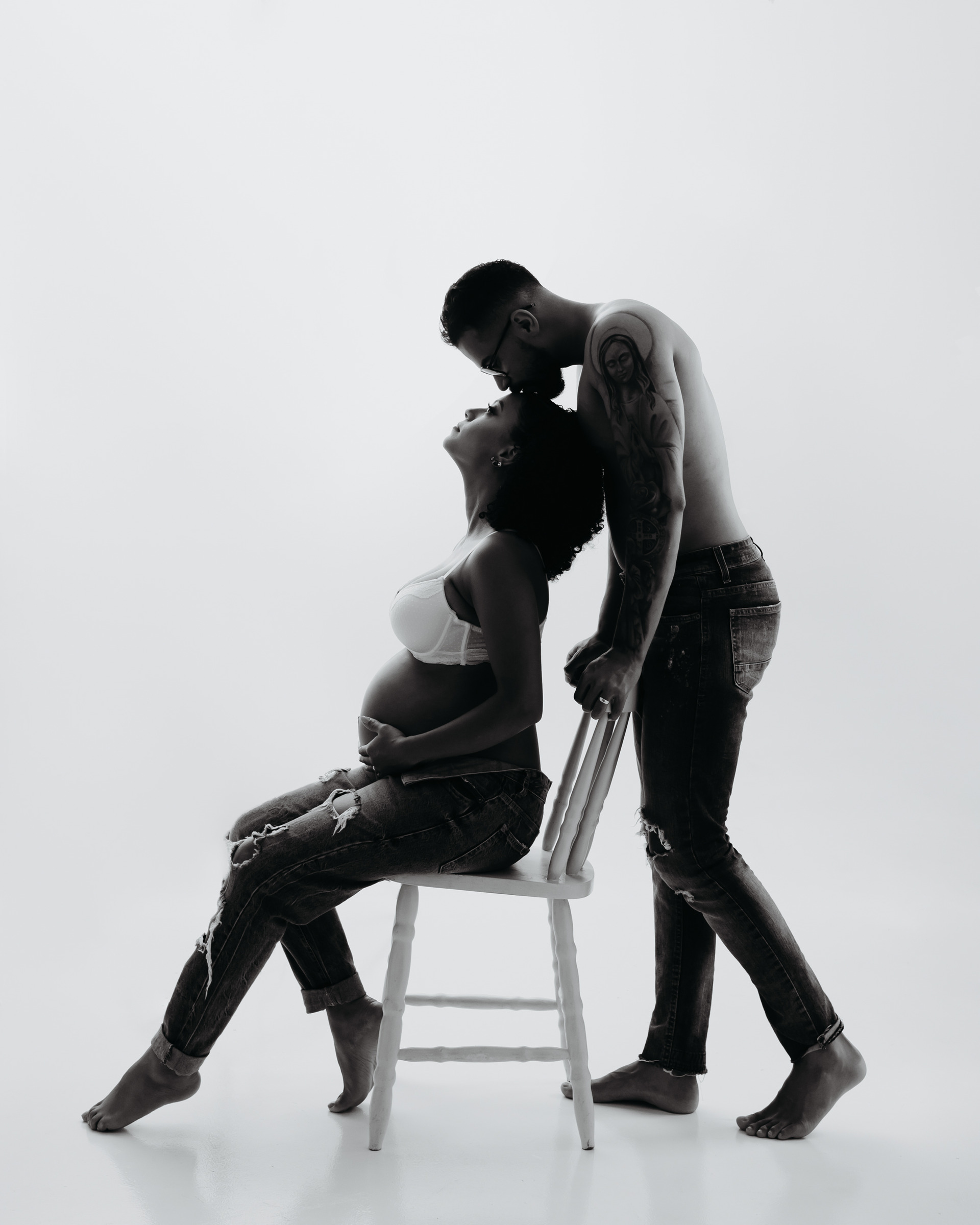 estúdio gestante contraluz