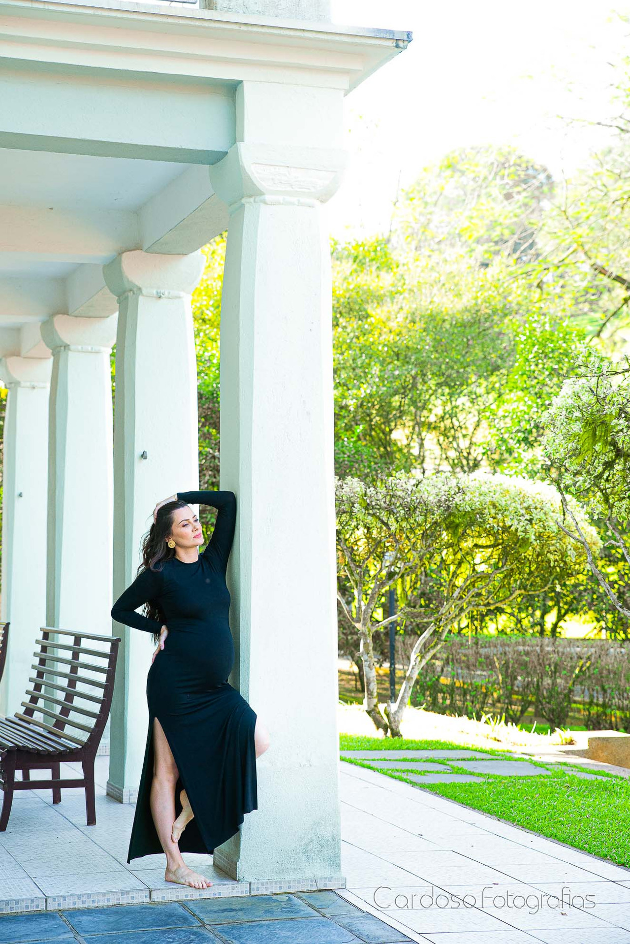 grávida em ensaio de fotos em área externa em Pomerode