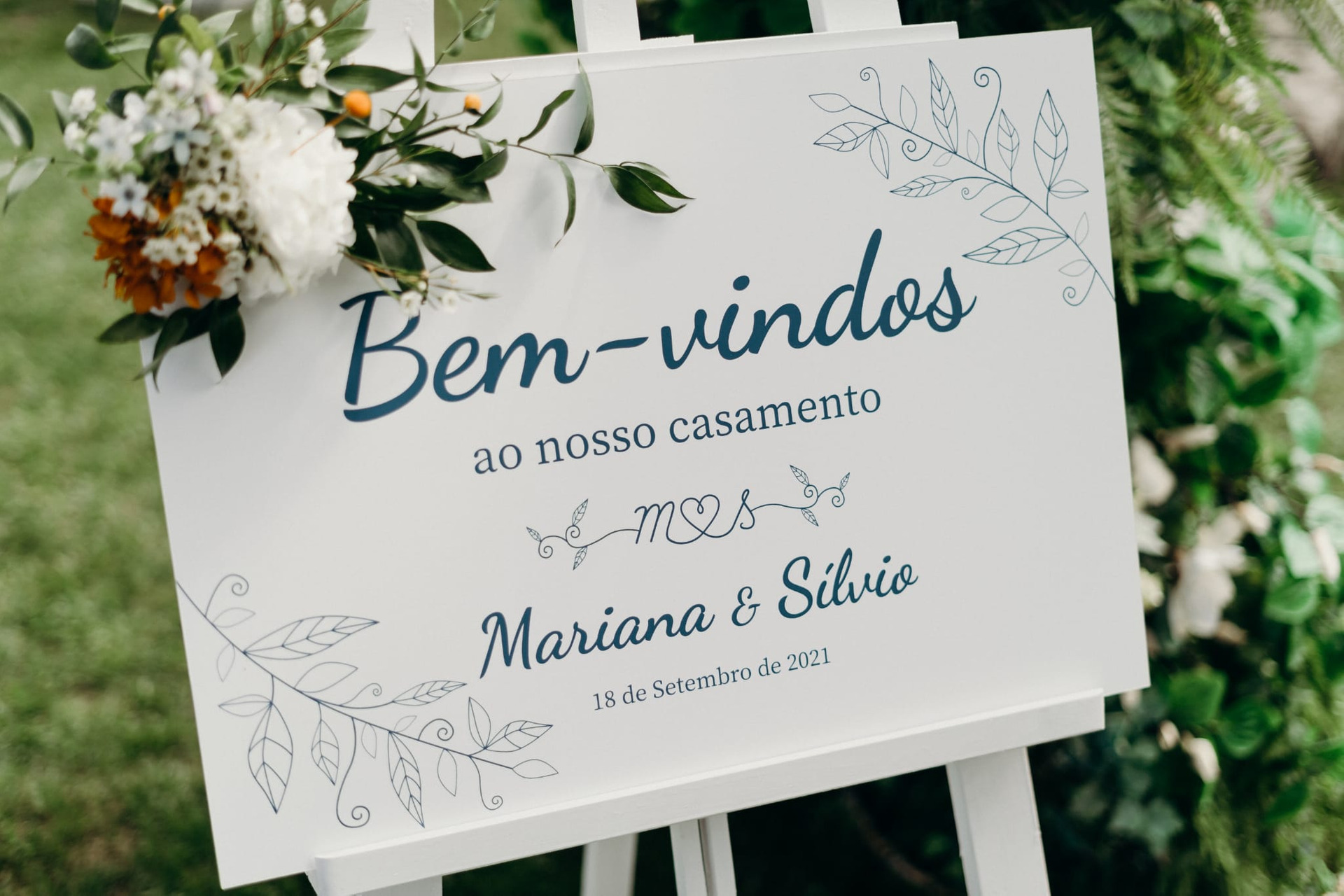 placa de boas vindas de casamento