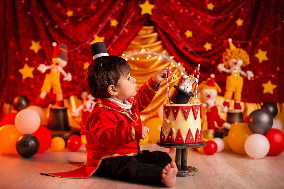 ensaio de bebê bolo smash the cake circo