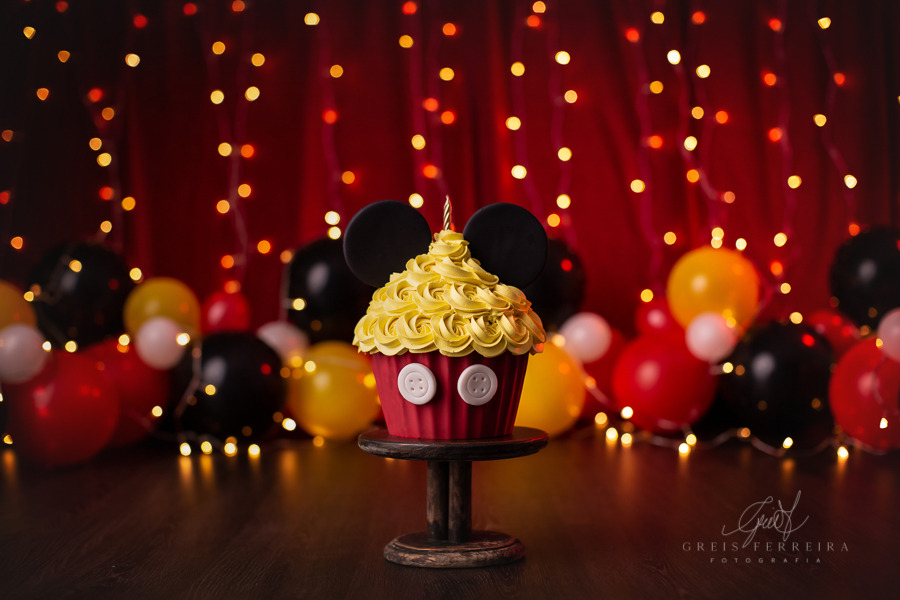 ensaio de bebê bolo smash the cake mickey disney