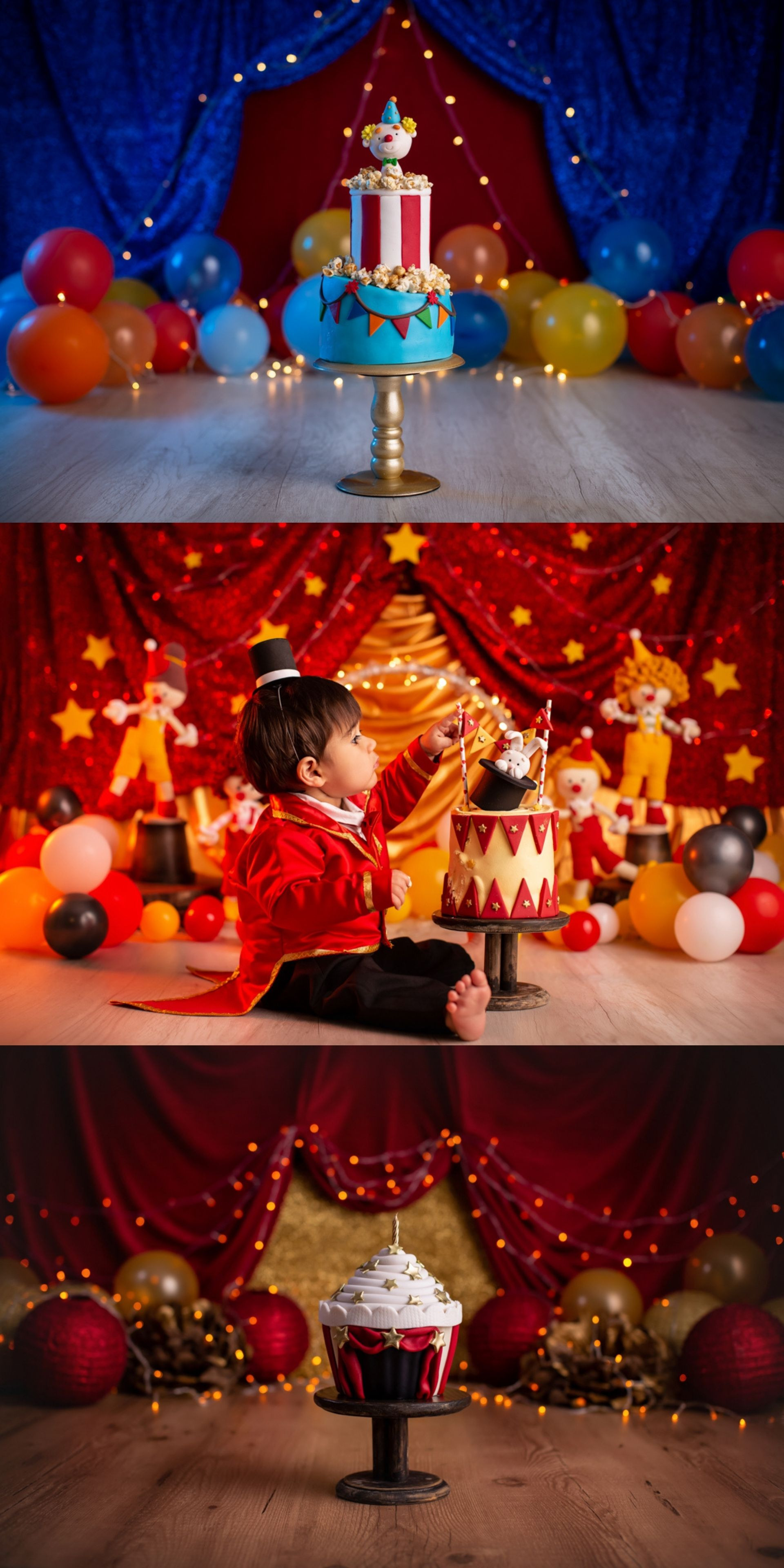 Smash the Cake Circo mae de menino ensaio de aniversário de bebe