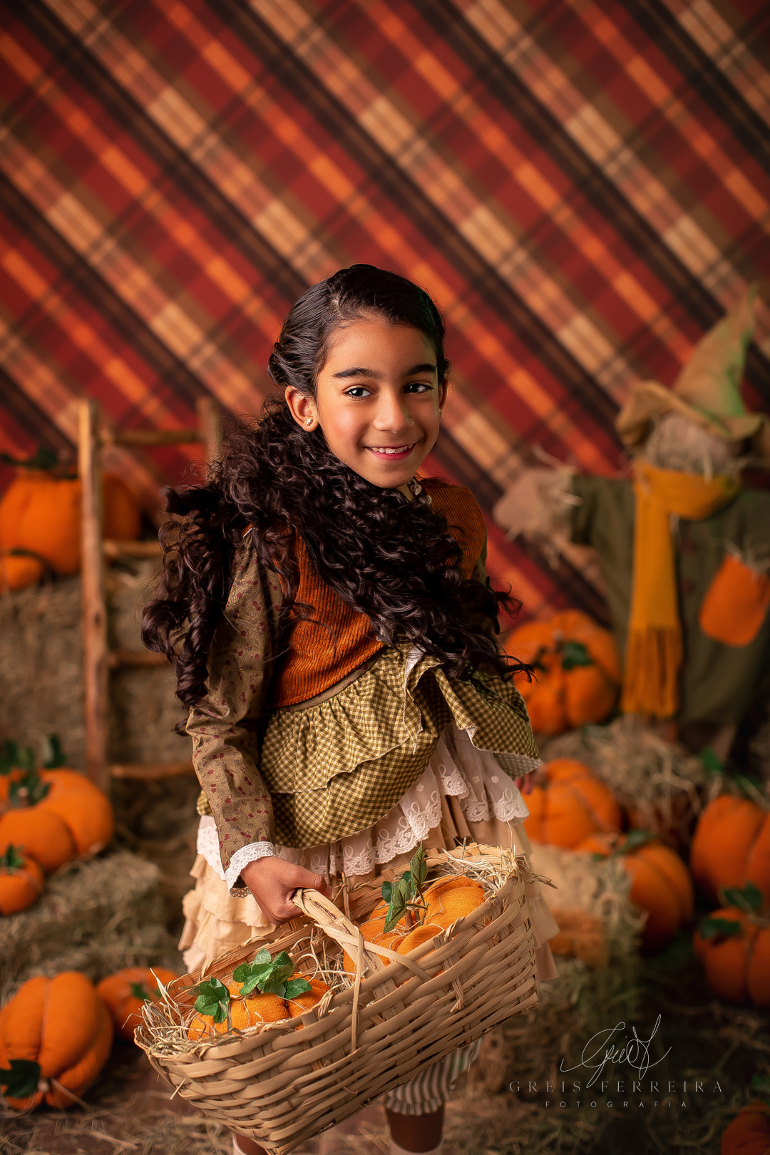 fotografia infantil halloween aboboras espantalho dia das crianças