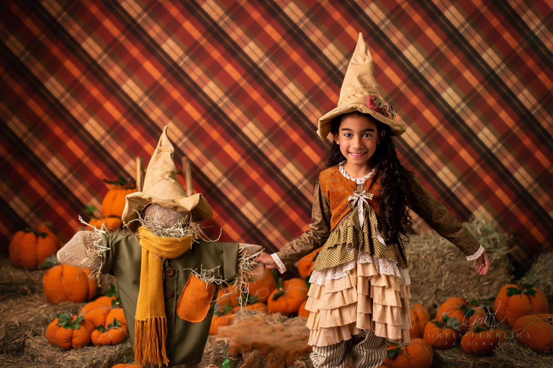 fotografia infantil halloween aboboras espantalho dia das crianças