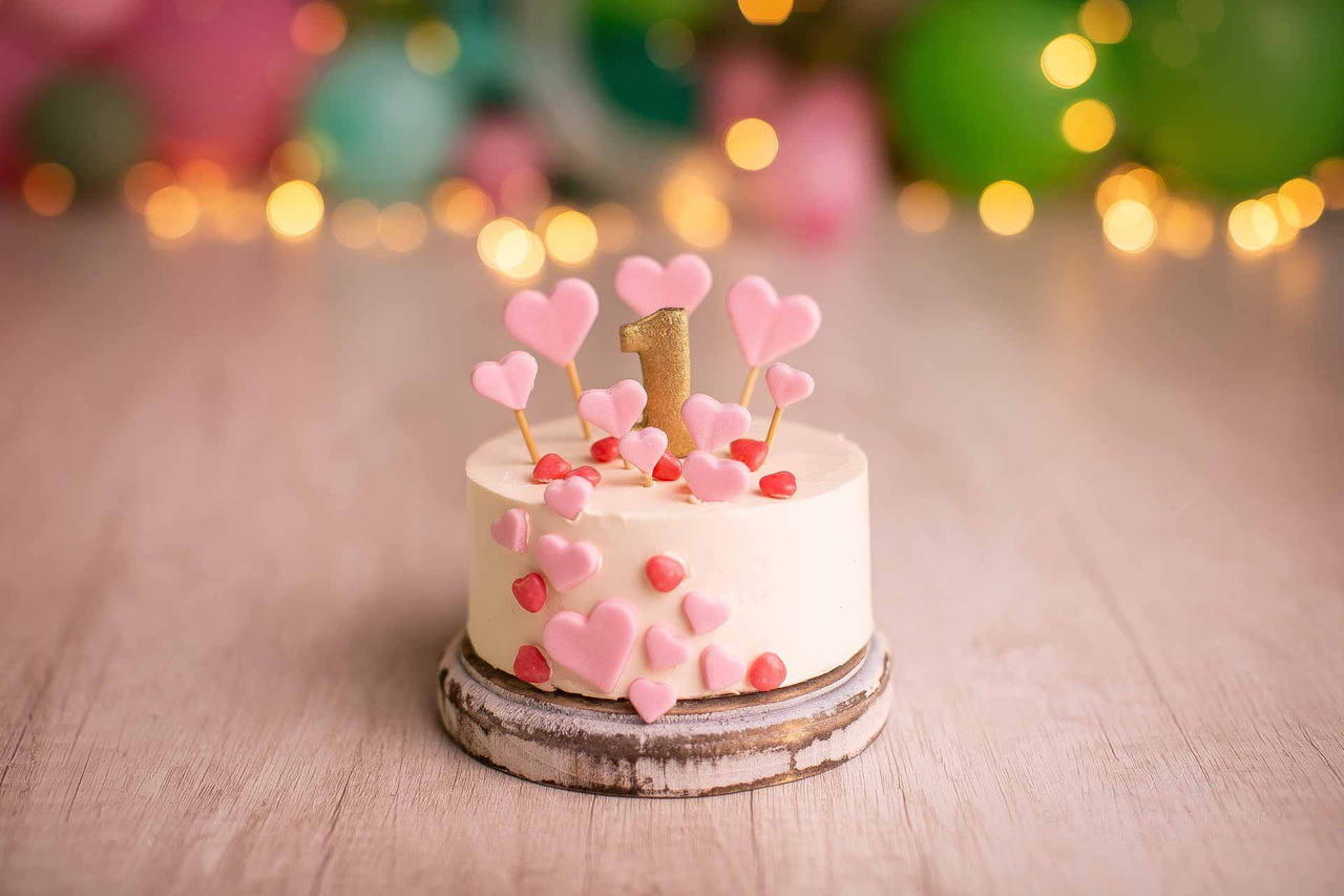 Bolo Bentô Cake para Smash the Cake  com tema de corações