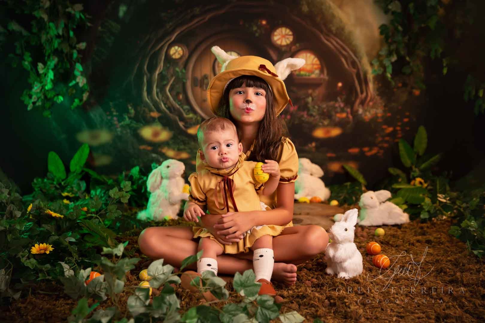 foto de ensaio de pascoa irmaos