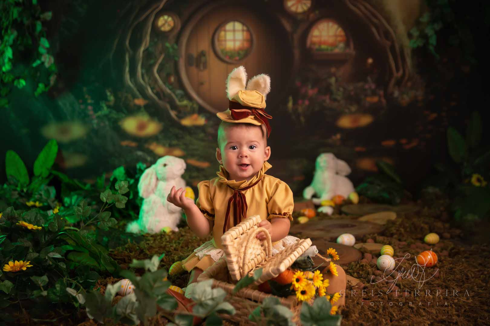 foto de ensaio de pascoa bebe menina