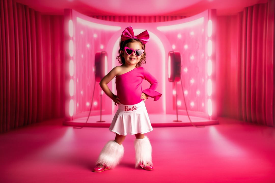ensaio infantil barbie mundo rosa mae de menina