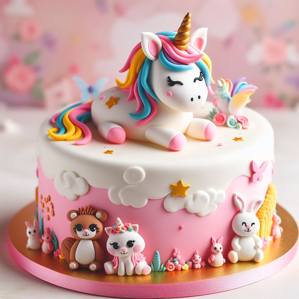 bolo feito inteligencia artificial ia tema unicornio
