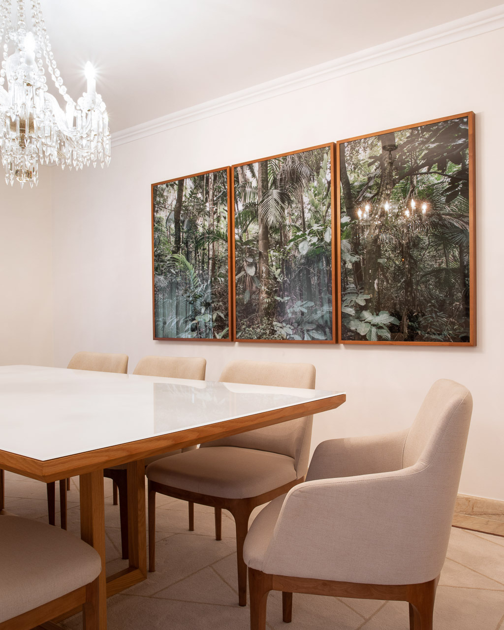 composição quadros sofisticados para sala de jantar - tríptico natureza