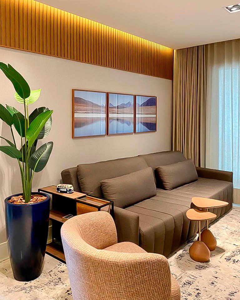 composição quadros paisagem para sala estar - tríptico