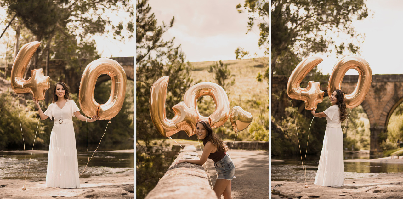 ensaio fotográfico feminino de aniversário 40 anos ao ar livre