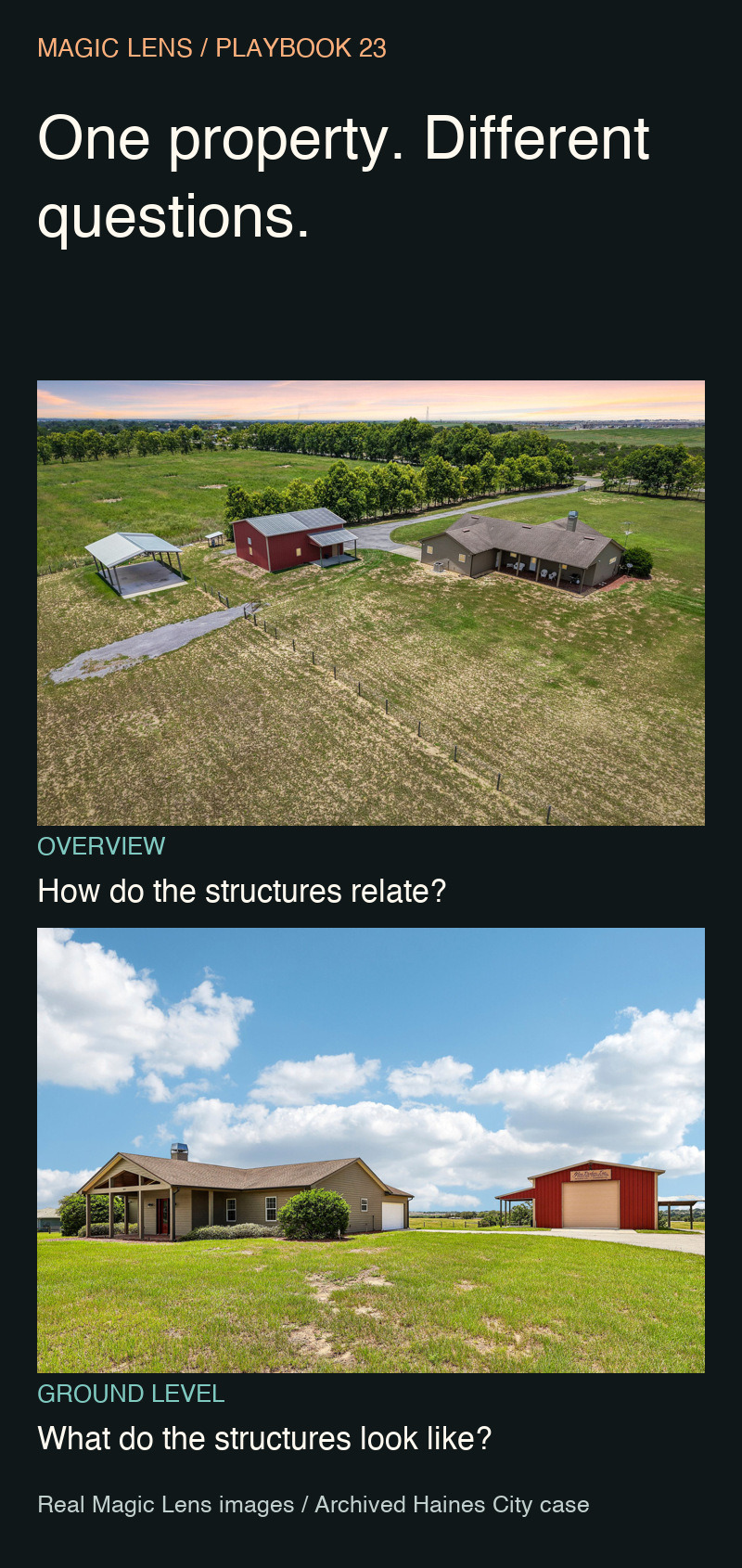 Real Magic Lens aerial and ground views of the Haines City home, workshop and covered storage
